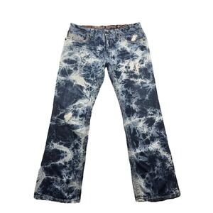Rock Revival Dorsett Jeans Mens 38x33 Blue Alt Straight Acid Wash Distressed